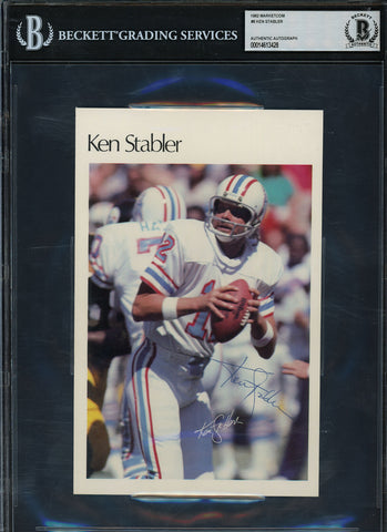 Ken Stabler Autographed 1982 Marketcom Mini Poster 8 Oilers Beckett 14613428