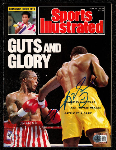 Sugar Ray Leonard Autographed Sports Illustrated Magazine Beckett QR #BM37190