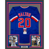 Framed Autographed/Signed Jerome Walton 33x42 1989 NL ROY Blue Jersey JSA COA