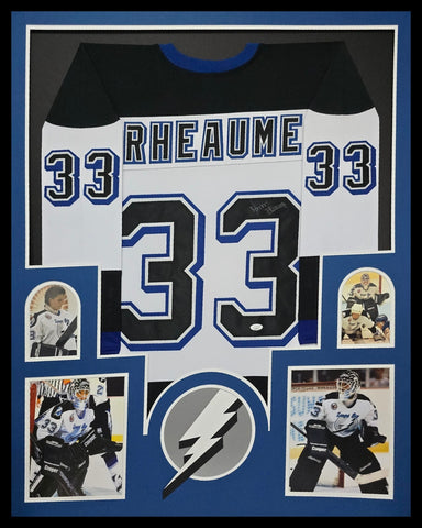 FRAMED MANON RHEAUME AUTOGRAPHED TAMPA BAY LIGHTNING JERSEY JSA COA