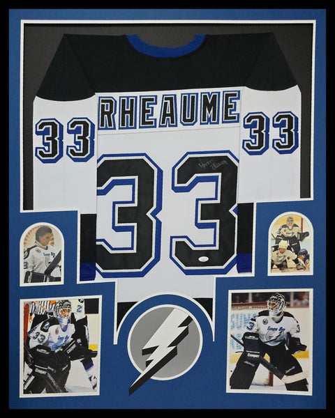 FRAMED MANON RHEAUME AUTOGRAPHED TAMPA BAY LIGHTNING JERSEY JSA COA
