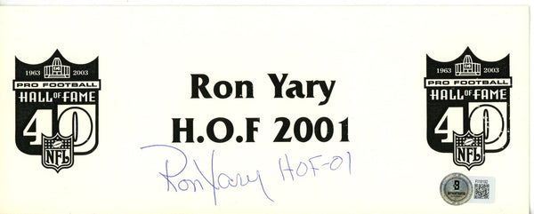 Ron Yary Autographed Minnesota Vikings NFL Hall of Fame Place Card Beckett 56222