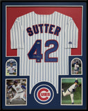 FRAMED CHICAGO CUBS BRUCE SUTTER AUTOGRAPHED SIGNED JERSEY BECKETT HOLO