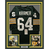 FRAMED Autographed/Signed JERRY KRAMER HOF 33x42 Green Bay Green Jersey JSA COA