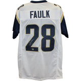 Marshall Faulk Autographed/Signed Pro Style XL Jersey White Beckett WIT 58501