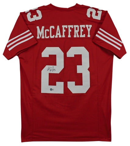 Christian McCaffrey Authentic Signed Red Pro Style Jersey BAS Witnessed