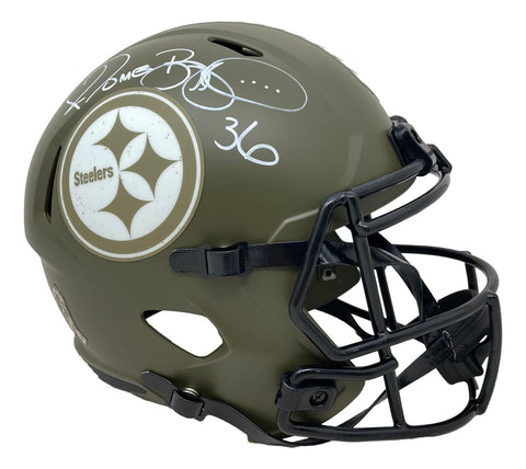 Jerome Bettis Signed Steelers FS Salute To Service Speed Replica Helmet BAS