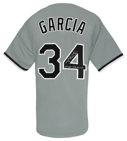Freddy Garcia Signed Grey Custom Baseball Jersey w/05 WS Champs -(SCHWARTZ COA)