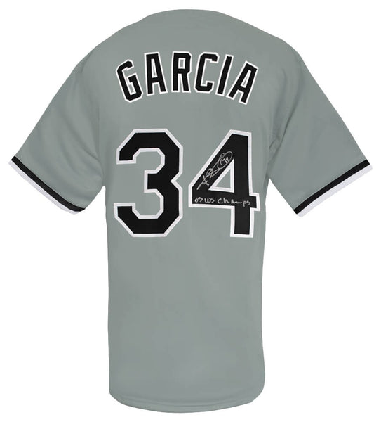 Freddy Garcia Signed Grey Custom Baseball Jersey w/05 WS Champs -(SCHWARTZ COA)