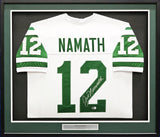 Jets Joe Namath Autographed Signed Framed White Jersey Beckett Witness #W175570