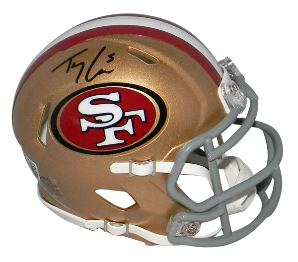 TREY LANCE AUTOGRAPHED SIGNED SAN FRANCISCO 49ERS SPEED MINI HELMET BECKETT