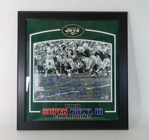 Super Bowl lll 16x20 Photo New York Jets Framed (Namath, etc.) - Fanatics COA