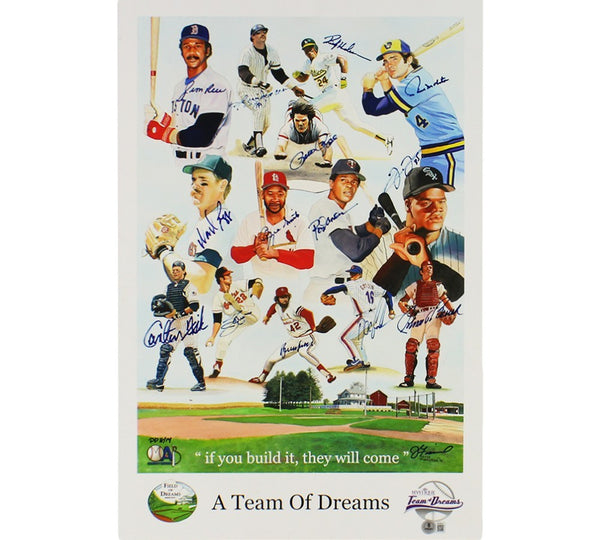J Rice, R Jackson, R Henderson Signed #6A Team of Dreams 16x23 MLB Print 14 Sigs