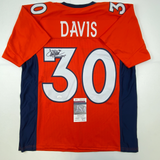 Autographed/Signed Terrell Davis SB XXXII MVP Denver Orange Jersey JSA COA Auto