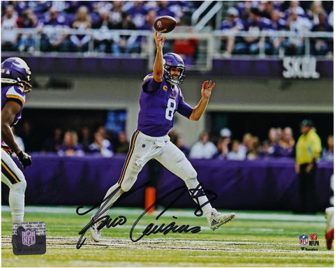 Kirk Cousins Minnesota Vikings Signed 8" x 10" Purple Throw on the Run Photo