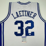 Autographed/Signed CHRISTIAN LAETTNER Duke The Shot White Jersey PSA/DNA COA