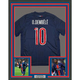 Framed Autographed/Signed Ousmane Dembele 35x39 PSG Jersey Beckett BAS COA