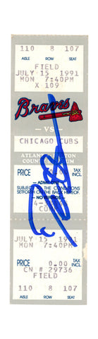 Deion Sanders Signed Atlanta Braves 7/15/1991 vs Cubs Full Ticket BAS 37250