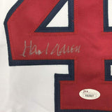 Framed Autographed/Signed Hank Henry Aaron 33x42 Atlanta White Jersey JSA COA