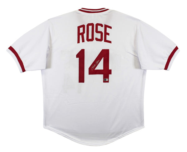 Pete Rose Authentic Signed White Pro Style Jersey Autographed BAS