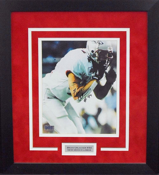 BRIAN URLACHER AUTOGRAPHED NEW MEXICO LOBOS 8x10 FRAMED PHOTO COA