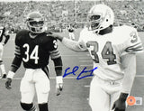 Earl Campbell Autographed Oilers 8x10 Photo B&W w/ Walter Payton-Beckett W Holo