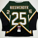 Autographed/Signed Joe Nieuwendyk Dallas Green Hockey Jersey JSA COA