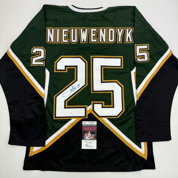 Autographed/Signed Joe Nieuwendyk Dallas Green Hockey Jersey JSA COA