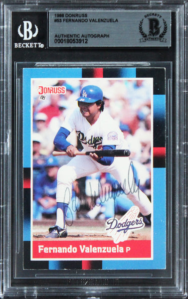 Dodgers Fernando Valenzuela Authentic Signed 1988 Donruss #53 Card BAS Slabbed