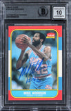 Kings Mike Woodson Signed 1986 Fleer #129 Card Auto Graded Mint 10! BAS Slabbed