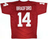 Sam Bradford Autographed Crimson College Style Jersey - Beckett W Holo *Silver
