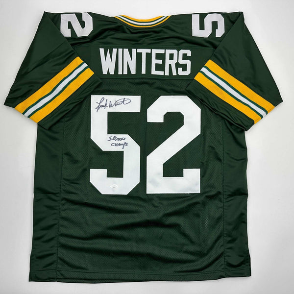 Autographed/Signed Frank Winters SB XXXI Champs Green Bay Green Jersey JSA COA
