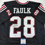 Autographed/Signed Marshall Faulk San Diego State Black Jersey Beckett BAS COA