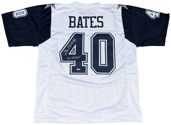 BILL BATES SIGNED DALLAS COWBOYS #40 THANKSGIVING JERSEY TRISTAR W/ 3X SB CHAMPS