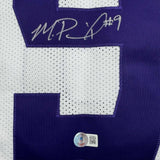 Autographed/Signed Michael Penix Jr. Washington Huskies White Jersey BAS COA