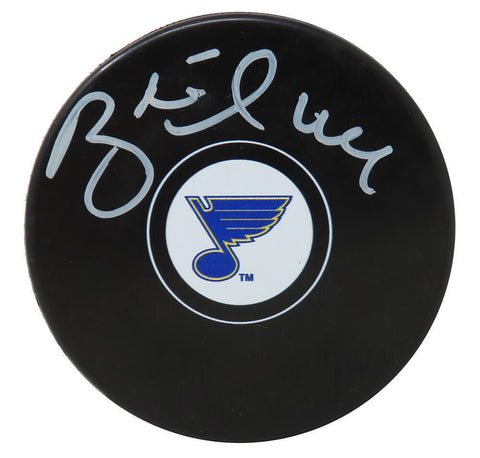 Brett Hull Signed St Louis Blue Logo Hockey Puck (Beckett COA)
