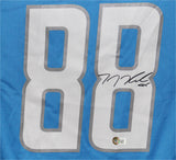 TJ Hockenson Autographed Detroit Lions Nike Game Blue XL Jersey Beckett 39310