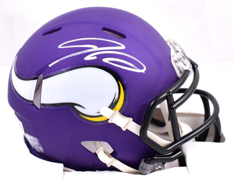 Jordan Addison Autographed Minnesota Vikings Speed Mini Helmet - Beckett W Holo