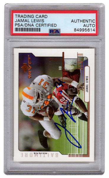 Jamal Lewis Signed 2000 Upper Deck MVP Rookie Football Card #207 - (PSA Slabbed)