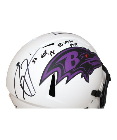 Ray Lewis Signed Baltimore Ravens Authentic Lunar Helmet 2 insc. Beckett 41204