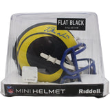 Puka Nacua Signed Los Angeles Rams Black Matte Mini Helmet FAN 44571
