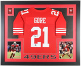 Frank Gore Signed San Francisco 49ers 35"x43" Framed Red Home Jersey (Beckett)