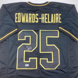 Autographed/Signed Clyde Edwards-Helaire Kansas City Blackout Football Jersey Be