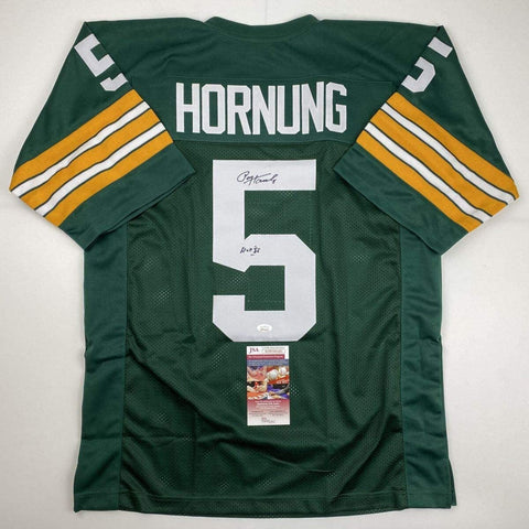 Autographed/Signed Paul Hornung HOF 86 Green Bay Green Football Jersey JSA COA