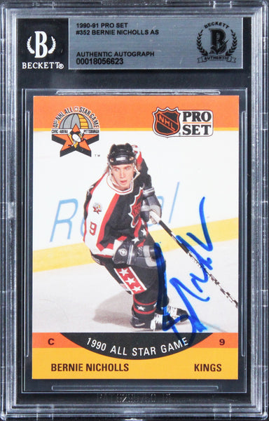 Kings Bernie Nicholls Authentic Signed 1990 Pro Set #352 Card BAS Slabbed