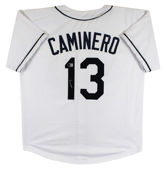 Junior Caminero Authentic Signed White Pro Style Jersey Autographed BAS