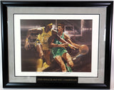John Havlicek & Wilt Chamberlain Autographed 16x20 Lithograph Framed PSA LOA
