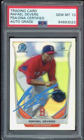 2014 Bowman Chrome Refractor Rafael Devers RC Blue Ink PSA/DNA Auto GEM MINT 10