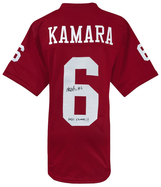 Mikail Kamara Signed Red Custom College Football Jersey w/2025 Champs - (SS COA)