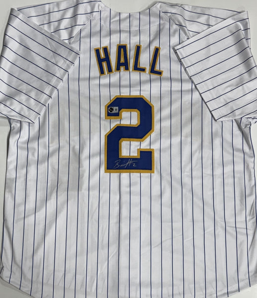 BILL HALL Signed Custom Replica Brewers Pinstripe Jersey AUTO - BAS